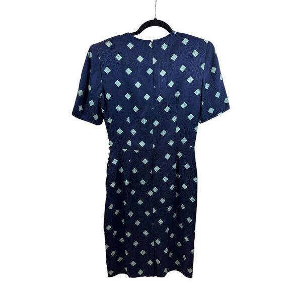 Vintage Richard Warren 100% Silk Textured Midi‎ Dress Short Sleeves Size 8 - Picture 5 of 16